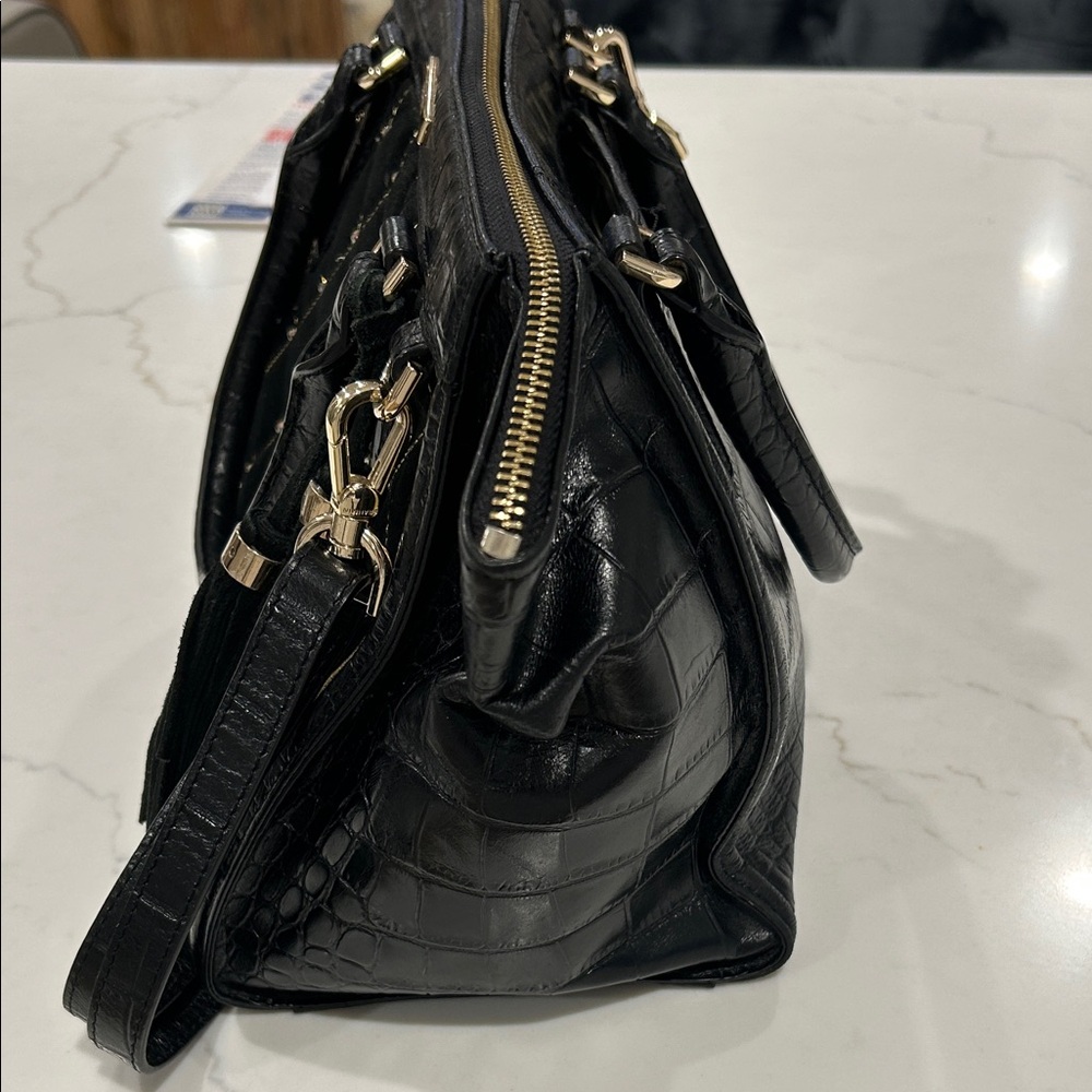 Brahmin Black and Gold Quilted Satchel - Picture 2 of 11